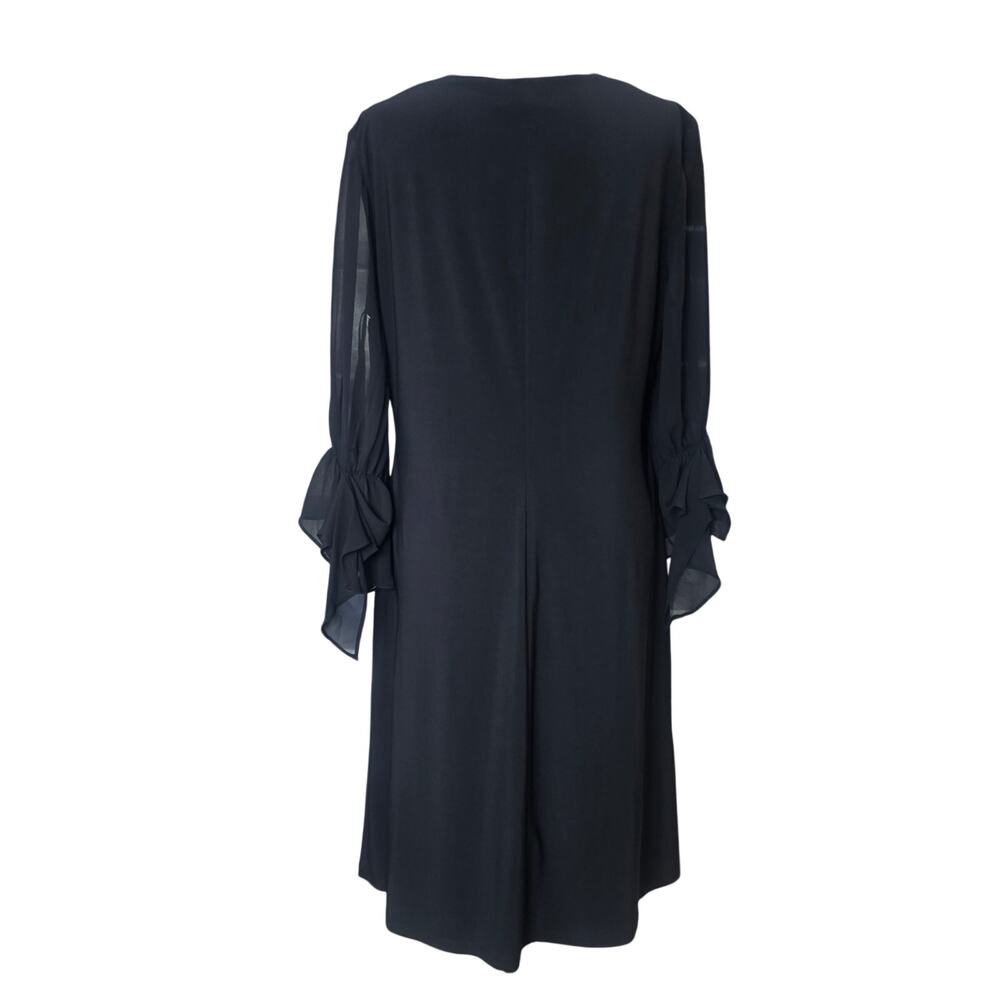Ralph Lauren Black Sheer Bell Sleeve Dress Sz 12 - Picture 2 of 8